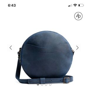 New Portland Leather Round Blue Crossbody Bag
